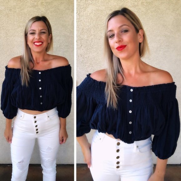 Easel WHITE JEANS HI-WAIST BUTTON FRONT brand boutique - Picture 10 of 12